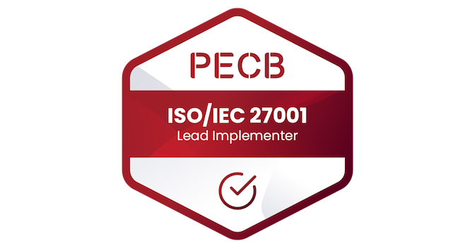 ISO/IEC 27001 Lead Implementer-Zertifizierungsabzeichen, ausgestellt von PECB